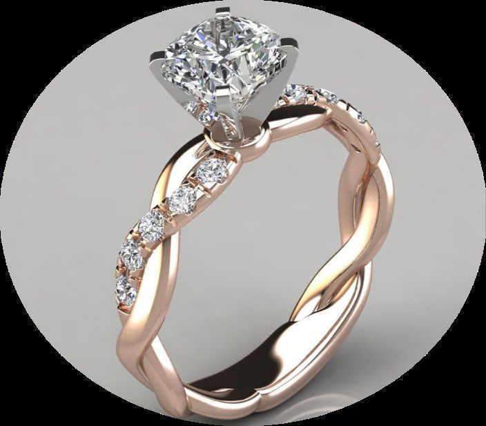 Women's Adjustable Fashionable Golden 925 Sterling Silver Diamond Ring