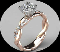 Women's Adjustable Fashionable Golden 925 Sterling Silver Diamond Ring