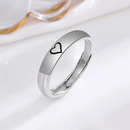 925 Sterling Silver One Heart Couple Rings Personality