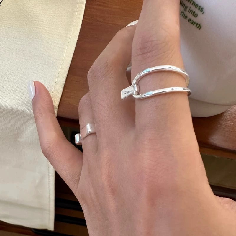 Women's Irregular Bends And Hitches S925 Sterling Silver Opening