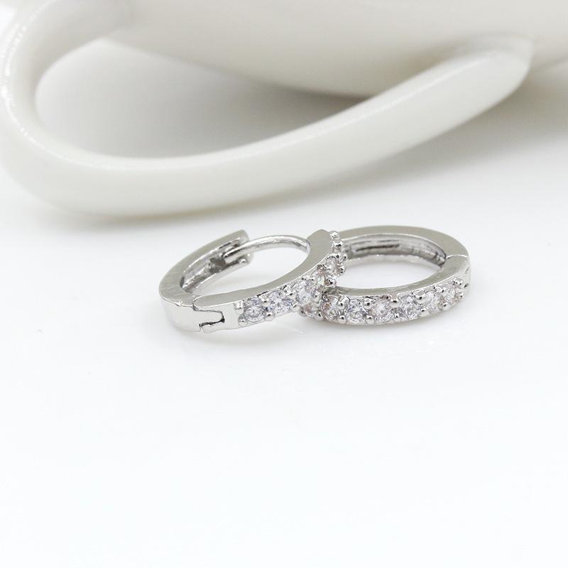 925 Sterling Silver Crystal Stud Hoop Earrings Fashion Women