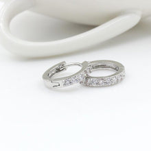 925 Sterling Silver Crystal Stud Hoop Earrings Fashion Women
