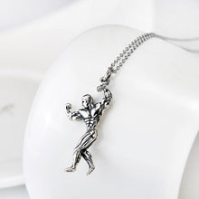 Muscle Man Pendant 925 Sterling Silver Necklace