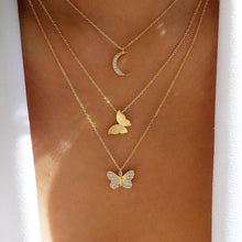 17KM-Multilayer Butterfly Pearl Necklace For Women Gold Pearl Choker Sun Star Jewelry Gift