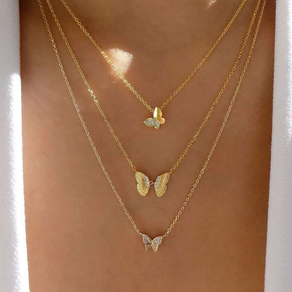 17KM-Multilayer Butterfly Pearl Necklace For Women Gold Pearl Choker Sun Star Jewelry Gift