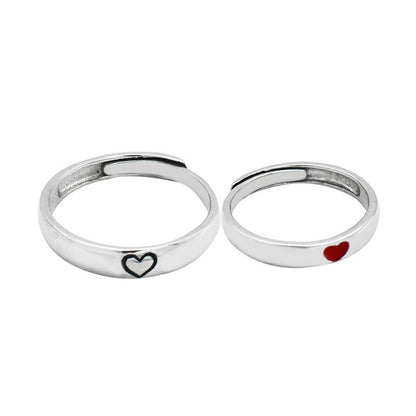 925 Sterling Silver One Heart Couple Rings Personality