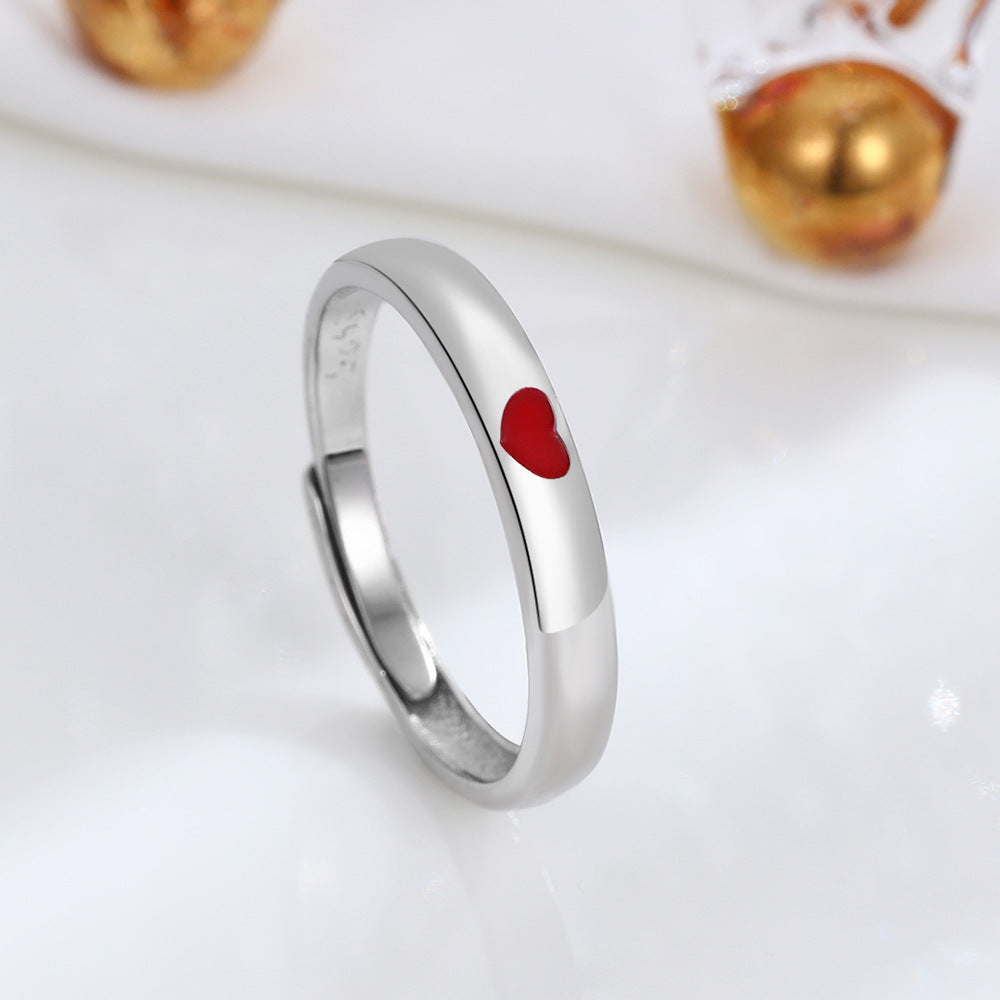 925 Sterling Silver One Heart Couple Rings Personality