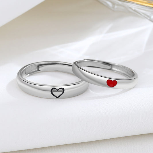 925 Sterling Silver One Heart Couple Rings Personality