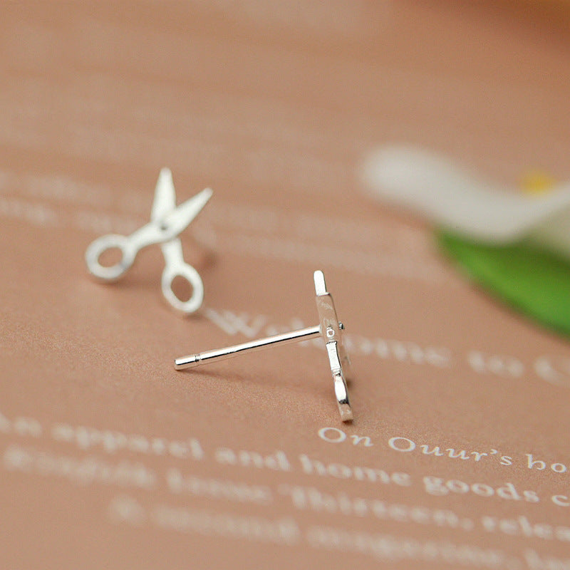 925 STERLING SILVER CUTE Small Scissors EARRINGS