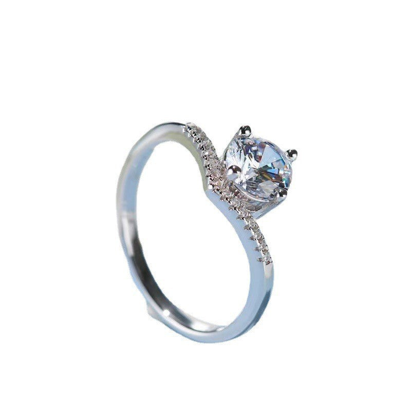 S925 Silver Simulated CZ Diamond Women Ring