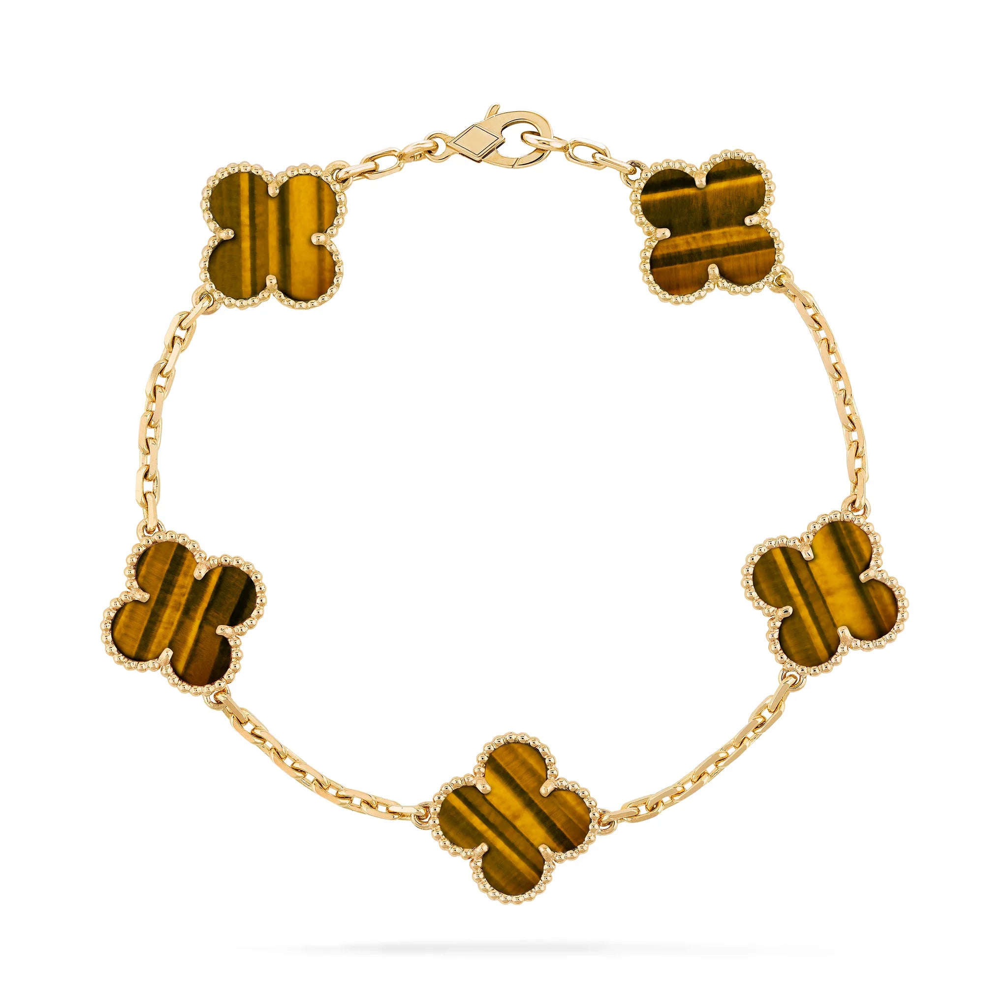 4-Leaf Clover Bracelet in Yellow Stone – Gold Vermeil 925 Silver 01
