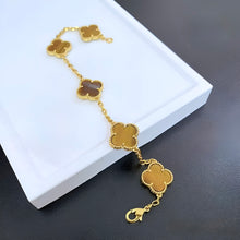 4-Leaf Clover Bracelet in Yellow Stone – Gold Vermeil 925 Silver 06