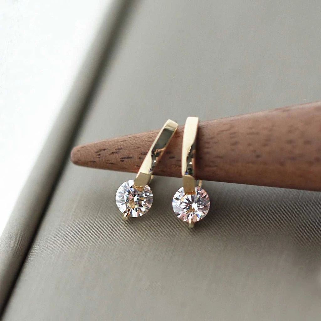 925 sterling silver Earrings Women's Hoops, 6mm Diamond