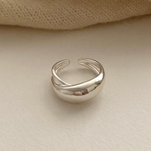 925 Sterling Silver Large Curved Ring Korean Style