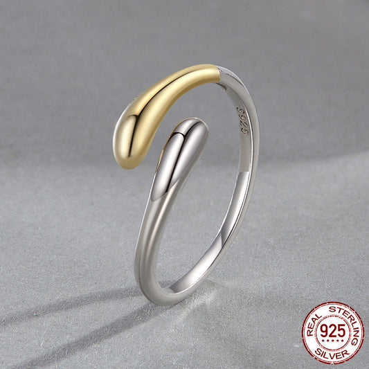 S925 Sterling Silver Separation Electroplated Water Drop Open Ring For Women
