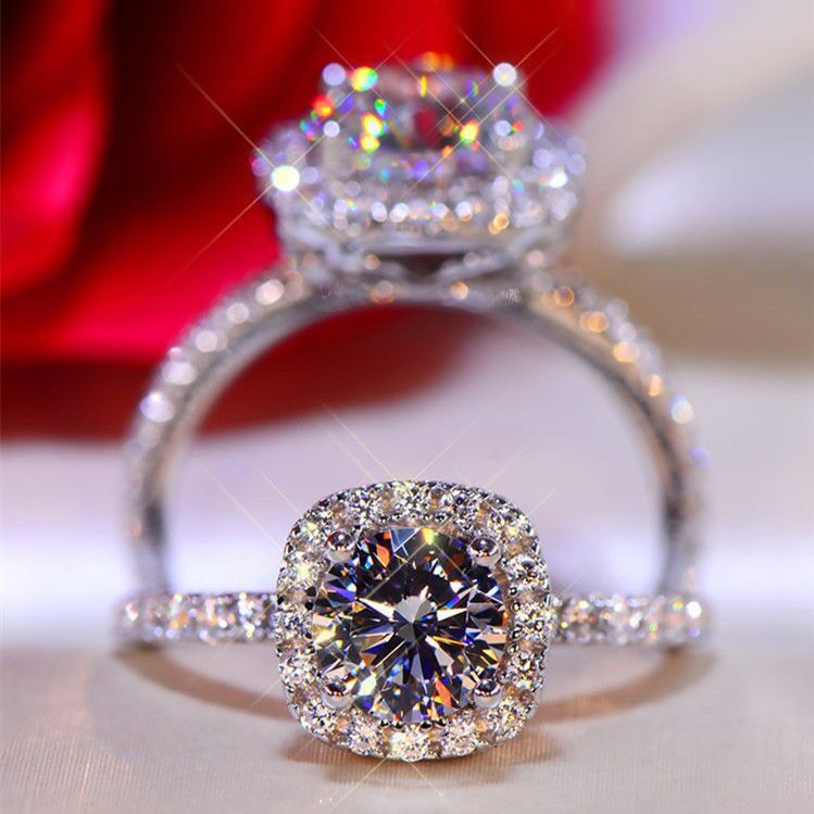 925 sterling silver rings, 925 silver sterling, 925 Sterling Silver Iced Out CZ-Diamond 12mm for women