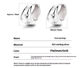 925 Sterling Silver Asterism Earrings Women's French Retro Water Drop Ear Ring 03