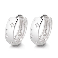 925 Sterling Silver Asterism Diamond Zircon Hoops Earrings for Her