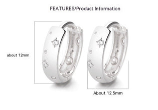 925 Sterling Silver Asterism Diamond Zircon Hoops Earrings for Her