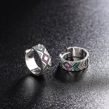 925 Sterling Silver Hoop Earrings – Multicolor Tribal Stripe, Anti-Allergy, Women’s Jewelry 01