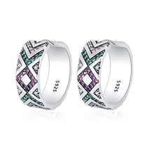 925 Sterling Silver Hoop Earrings – Multicolor Tribal Stripe, Anti-Allergy, Women’s Jewelry 03