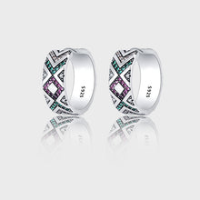 925 Sterling Silver Hoop Earrings – Multicolor Tribal Stripe, Anti-Allergy, Women’s Jewelry 05