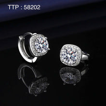 925 Sterling Silver Huggie Earrings - Iced Out CZ Diamonds, Dainty Hoops Design 04