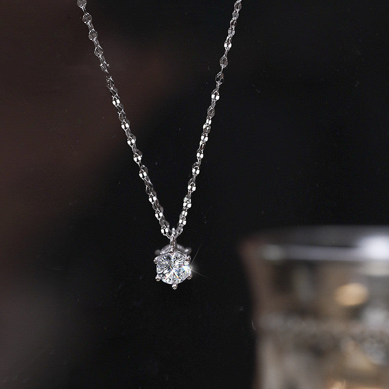 925 Sterling Silver Iced Out Diamond Pendant Necklace – Dainty Luxury Jewelry for Women 01