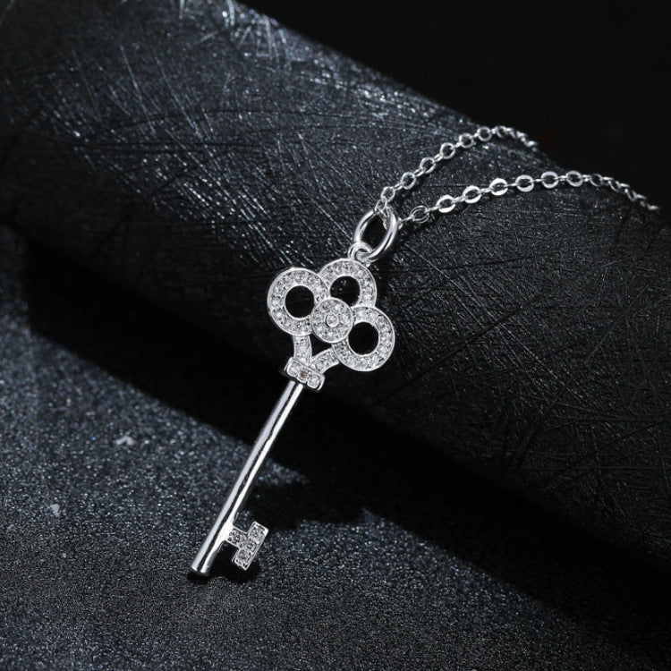 925 Sterling Silver Key Pendant Necklace – Minimalist Silver Jewelry for Women 02