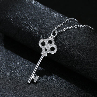 925 Sterling Silver Key Pendant Necklace – Minimalist Silver Jewelry for Women 02