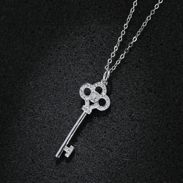 925 Sterling Silver Key Pendant Necklace – Minimalist Silver Jewelry for Women 04