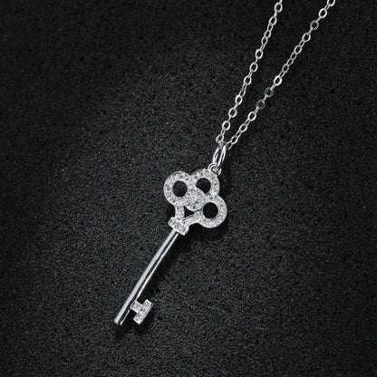 925 Sterling Silver Key Pendant Necklace – Minimalist Silver Jewelry for Women 04