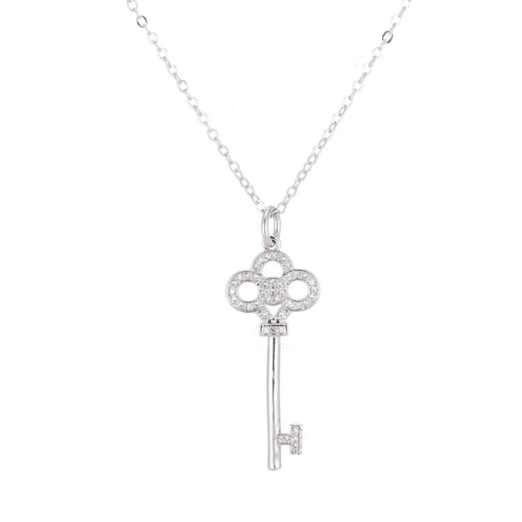 925 Sterling Silver Key Pendant Necklace – Minimalist Silver Jewelry for Women 06