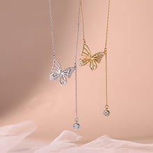 925 Sterling Silver Necklace with Butterfly Pendant & Diamond Tassel 05