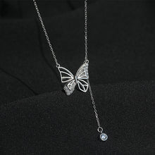 925 Sterling Silver Necklace with Butterfly Pendant & Diamond Tassel 02