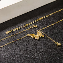 925 Sterling Silver Necklace with Butterfly Pendant & Diamond Tassel 03