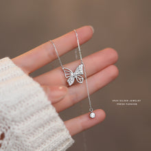 925 Sterling Silver Necklace with Butterfly Pendant & Diamond Tassel 04