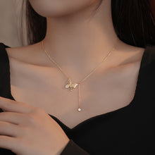 925 Sterling Silver Necklace with Butterfly Pendant & Diamond Tassel 07