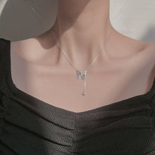 925 Sterling Silver Necklace with Butterfly Pendant & Diamond Tassel 08