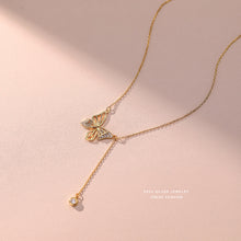 925 Sterling Silver Necklace with Butterfly Pendant & Diamond Tassel 09