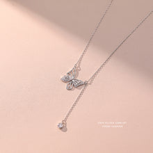 925 Sterling Silver Necklace with Butterfly Pendant & Diamond Tassel 10