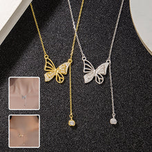 925 Sterling Silver Necklace with Butterfly Pendant & Diamond Tassel 01