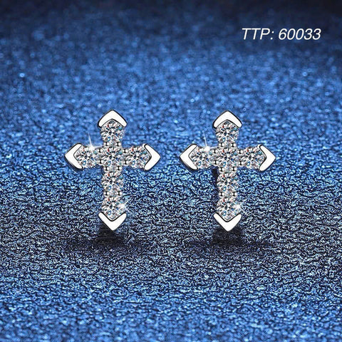 925 sterling silver Earrings Women's Cross with CZ Diamond 01