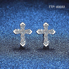 925 sterling silver Earrings Women's Cross with CZ Diamond 01