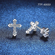 925 sterling silver Earrings Women's Cross with CZ Diamond 02