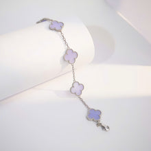 Four-Leaf Clover Bracelet for Women – Purple Gemstone, 925 Sterling Silver