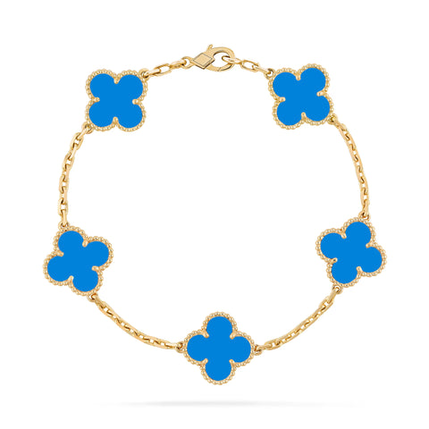 Four-Leaf Clover Bracelet – Blue Stone Clover, Rose Gold Vermeil, 925 Sterling Silver 01