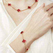 Four-Leaf Clover Bracelet – Red Stone Clover, Rose Gold Vermeil, 925 Sterling Silver