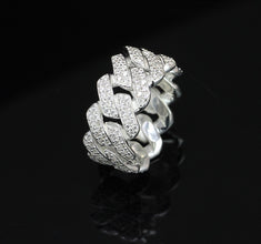 925 sterling silver Rings Men's 10mm Cuban Link, Gift for Her