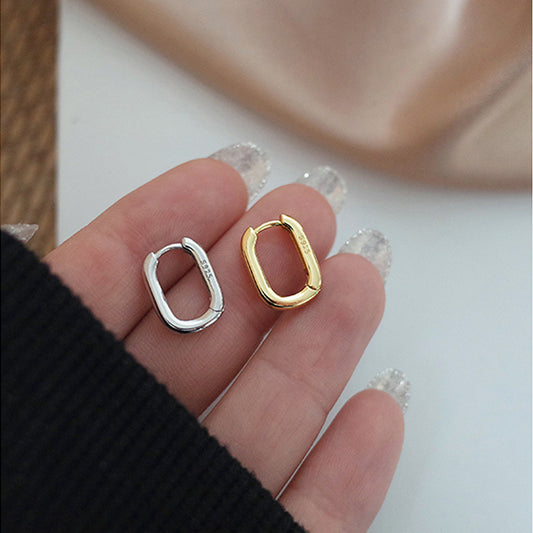 Minimalist Geometric 925 Silver Hoop Earrings – Everyday Wear 01